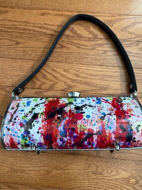 Little Earth 2007 Paint-Splatter Clutch Handbag Colorful Artistic